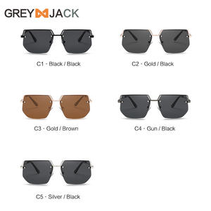 Gafas de Sol Poligonales sin Marco, Estilo Europeo Americano, Lentes Polarizadas UV400 con Metal Dorado, Protección Solar Unisex - Product Image 3