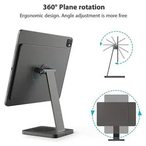 Aluminum Alloy Tablet Stand Rotatable Adjustable Magnetic Charging Docking Stand For Ipad