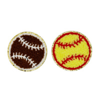 Logo de basket-ball de football rond personnalisé conception libre patchs en chenille ruban de vêtements de sport fer sur tissu brodé coton paillettes