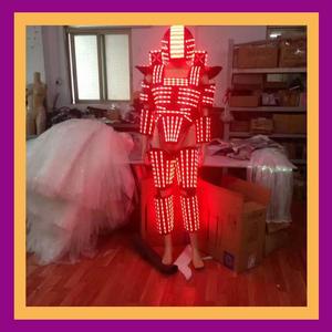 بدلة محارب ساموراي مستقبلية مضيئة بتقنية LED مع أجنحة على الكتف، طقم كامل من السباندكس/القطن بألوان RGB قابلة للتبديل - Product Image 2