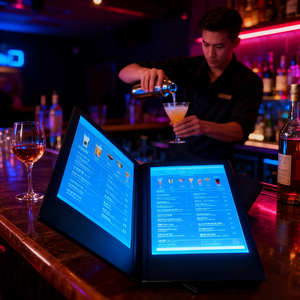 Double Side A4 hình chữ nhật LED chiếu sáng Bảng <span class=keywords><strong>menu</strong></span> cho nhà hàng có thể sạc lại độ sáng cao hiển thị di động - Product Image 3