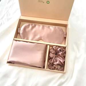 Masque de sommeil lesté personnalisé taie d'oreiller en soie masque de sommeil Chouchou coffret cadeau taie d'oreiller moderne - Product Image 1