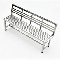 Banc de patio moderne en acier inoxydable 304, avec dossier long et repose-pieds élargi, idéal pour parcs, cafétérias, terrains de sport et ateliers