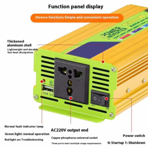 HJHL Fuente de Energía de Emergencia Portátil de Onda Corregida 1500W 220VAC Monofásica para Uso Industrial y Doméstico, Fuera de Red, 94% HJ12V-220V - Product Image 2