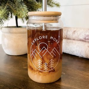 Gobelets en verre transparent de 12oz et 16oz en forme de <span class=keywords><strong>canette</strong></span> pour café glacé, thé, eau, cocktails, avec couvercles et pailles - Product Image 4