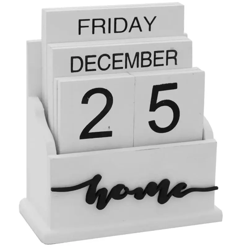週月日付表示永久板テーブルカレンダーホームオフィス装飾用木製フリップデスクブロックカレンダー