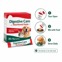 Pâte de Soin Digestif pour Chiens et Chats, Supplément Nutritionnel Probiotique pour une Digestion Saine, 30 Sachets de 15g, Gel de Soutien à la Santé Intestinale des Animaux