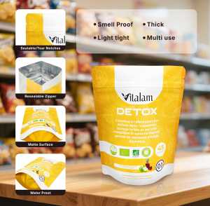 Bolsa ziplock termosellable de papel mate, bolsa de pie de papel kraft con cremallera para embalaje de frutos secos y aperitivos - Product Image 6