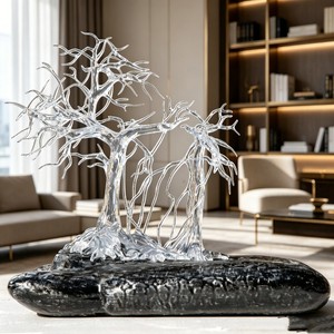 CP014 Abstract Weather Proof Clear Resin Sculpture Polyresin Split Open Splash Wave Art Decor for Villa <strong>Hall</strong> Five <strong>Star</strong> Hotel - Product Image 3