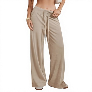 Women's Wide Leg Sweatpants Baggy High-Waisted Drawstring Street Fashion <b>Comfy</b> Joggers with Pockets OEM Custom logo Wholesale - Product Image 4