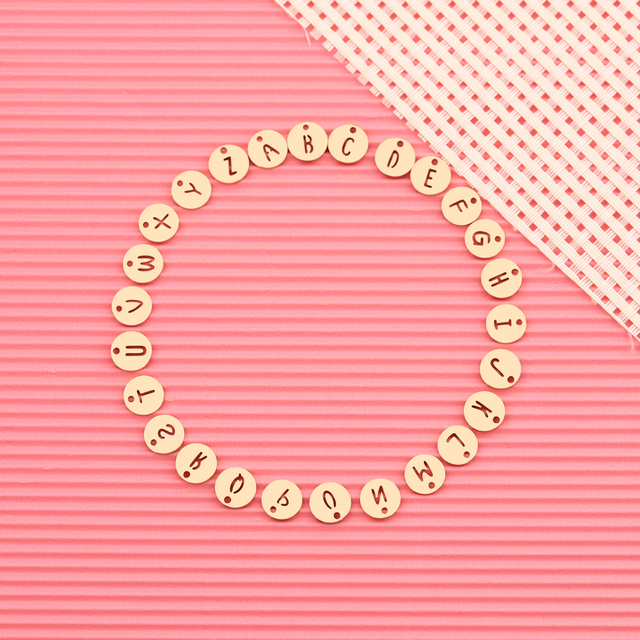Wholesale 10mm Stainless Steel A-Z Letter Pendants 18K Gold Plated Alphabet Charms for Crafts Making Customized