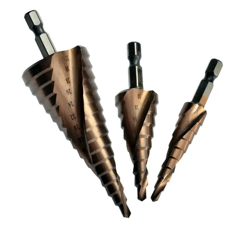 Broca De Passo De Cobalto Broca De Perfuração De Aço Inoxidável Atacado Abridor De Buraco De Metal Hexagonal Shank Espiral