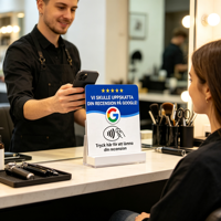 Support de table en acrylique personnalisé de 12 cm pour carte de commentaires Google, compatible NFC213 13,56 MHz, carte NFC suédoise pour taper pour commenter