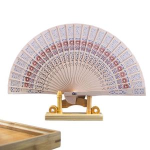 Abanico Plegable Chino Personalizado de 23 cm, Artesanía de Bambú, Modelo Japandi Tallado y Pintado, para Recuerdo o Regalo de Boda - Product Image 1