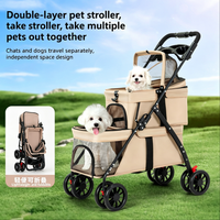 Poussette pliable à double étage pour petits et moyens animaux, détachable, pour chien et chat, légère, pour l'extérieur, transporteur à deux niveaux pour animaux de compagnie, vente en gros