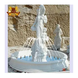 Modern Forma Redonda Mão Esculpida Pedra Natural Fonte Jardim Water Fountain Life Size Nude Mulher Marble Statue Fountain