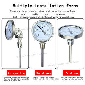 304 Roestvrij Staal Universele Bimetalen Thermometer Aanwijzer Thermometer Industriële Wss481 Temperatuur Meetketel - Product Image 2