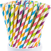 Pailles en papier biodégradables Pailles en papier à rayures non détrempées pour boire des pailles en papier jetables