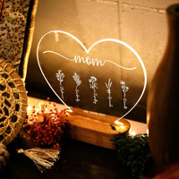 Vente chaude à l'étranger, lampe de nuit personnalisée en acrylique, forme personnalisée, petite lampe de nuit créative, cadeau pour maman, fête des mères