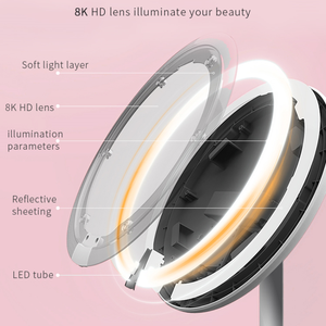 Mini miroirs cosmétiques LED rechargeables double face, miroir de maquillage, équipement de beauté pour usage domestique - Product Image 3