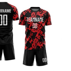 ชุดฟุตบอลสีดำแดง เสื้อและกางเกงขาสั้น ชุดฟุตบอลสำหรับการแข่งขัน ลีก ฝึกซ้อม ทัวร์นาเมนต์  ขายชุดกีฬา - Product Image 2