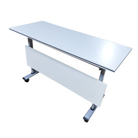 Bureau de travail moderne minimaliste pour deux personnes, table mobile modulaire pliable en PVC ignifuge à grande surface pour la formation/les conférences