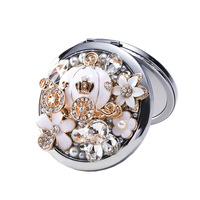 Shiny Mini Pocket Magnifying Cosmetic Mirror Portable Double-sided Foldable Ballet Girl Makeup Mirror Metal 7x7cm