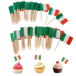 Gepersonaliseerde Grootte Kleine Mini Stick Cupcake Toppers Italiaanse Vlaggen Italië Tandenstoker Vlag Voor Voedsel Decoratie
