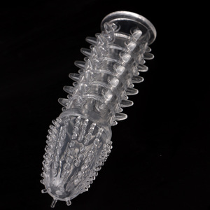 Condón Crystal Wolf Tooth extra largo y grueso de TPE, juguete sexual de estimulación para parejas y mujeres. - Product Image 4