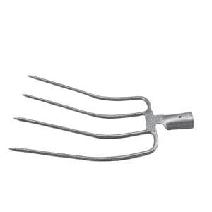 Tête de fourche de motoculteur robuste <span class=keywords><strong>à</strong></span> <span class=keywords><strong>4</strong></span> <span class=keywords><strong>dents</strong></span>, en acier estampé monobloc avec peinture argentée, pour travaux agricoles - Product Image 1