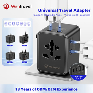 Adaptateur de voyage international Wontravel 5 ports 3 prises AC 45W GaN - Product Image 1