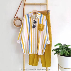 Conjunto <span class=keywords><strong>de</strong></span> Dos Piezas a Rayas para <span class=keywords><strong>Mujer</strong></span> Verano 2024 para <span class=keywords><strong>Amazon</strong></span>, Pantalones Casuales <span class=keywords><strong>de</strong></span> Manga Larga Talla XS para Uso Diario al por Mayor - Product Image 2