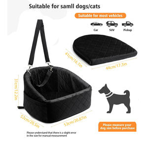 Asiento elevador lavable desmontable para perros con bolsillos de almacenamiento y cinturón de seguridad, cama de viaje para mascotas, asiento de coche para perros pequeños y medianos - Product Image 2