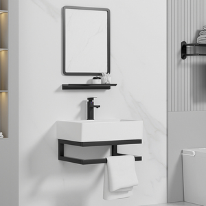 <span class=keywords><strong>Lavabo</strong></span> de Porcelana de Superficie Sólida para Colgar en la Pared con Estante de Acero Inoxidable, <span class=keywords><strong>Lavabo</strong></span> con Soporte de Cerámica, <span class=keywords><strong>Precio</strong></span> al por Mayor - Product Image 6