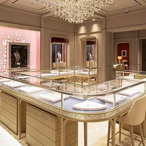 Toko perhiasan mewah lemari kaca etalase untuk dijual lemari tampilan perhiasan desain kios perhiasan untuk mall