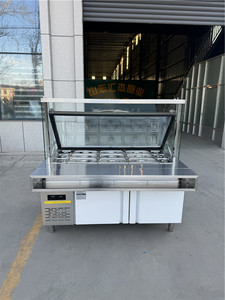 Commerciale personalizzare insalata Bar Display bancone <span class=keywords><strong>con</strong></span> 2 porte contatore refrigerato per il ristorante - Product Image 4