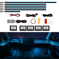 Lumière d'ambiance pour voiture 10 en 1, 12 V, lampe d'ambiance intérieure pour voiture, commande par application, lumière LED RGB, millions de couleurs, commande vocale