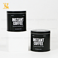 Tin smaker Großhandel Custom Printed Black Blechdosen für Kaffeepulver Verpackung Leerer Zylinder Kaffeebohnen Blechdose Behälter