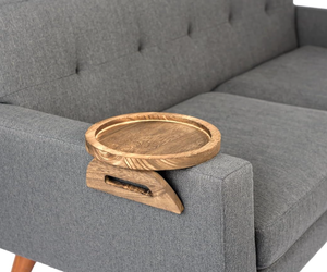 Non-Slip Spring-Loaded Paulownia Wood Couch <strong>Arm</strong> Table Tray Rustic Brown Sofa Armrest Tray Table for Most Couch <strong>Arms</strong> Holds Drinks - Product Image 4