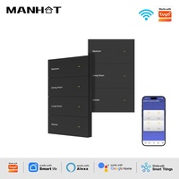 Interrupteur mural intelligent Wi-Fi DIY avec écran noir, 1 à 8 boutons poussoirs, compatible Tuya, Alexa, Google Home, SmartThings