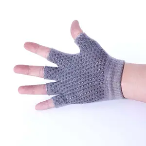 Yoga handschuhe mit anti-schiebe griffe in baumwolle spandex, die 5 finger mitt stil