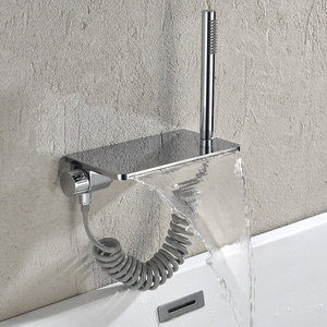 Modern Simple Copper Electroplated Exposed Wall-mounted Mixer Single for Bathtubs Sinks <b>Hot</b> <b>Cold</b> Waterfall Hotel Sxd001 Modern a - Product Image 3