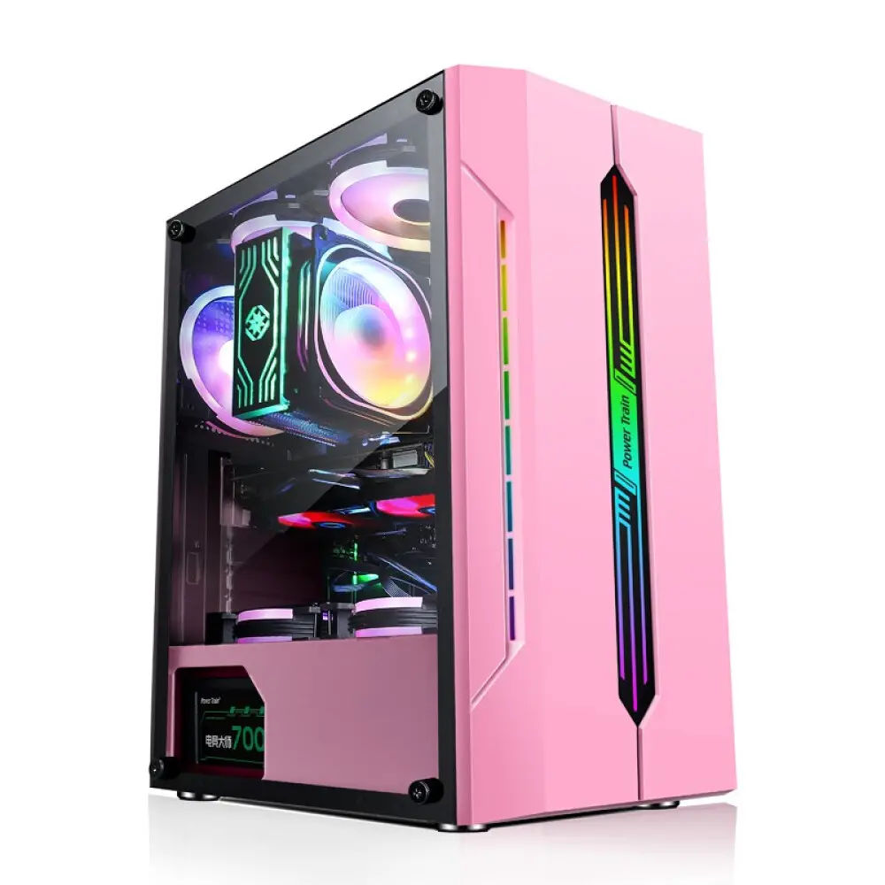 New Product Power Train ES280 Pink Green PC CASE FULL TOWER Gaming Computer Case PC