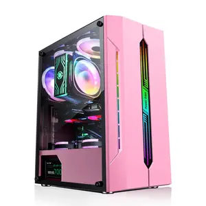 Yeni ürün güç tren ES280 pembe yeşil PC kasa tam kule oyun bilgisayarı durumda PC