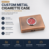 Boîte à cigarettes antique en fer avec horloge à quartz intégrée, porte-cigarettes rétro en métal, boîte de rangement de poche pour messieurs
