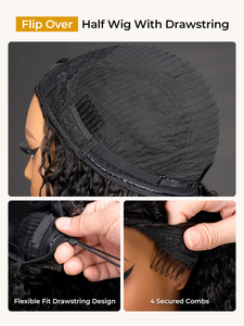 <strong>Half</strong> <strong>Wig</strong> Burmese Curly Glueless Easy to Wear Puffy Curls 3 in 1 <strong>Half</strong> <strong>Wigs</strong> with Drawstring for Women Raw Vietnamese Virgin Human - Product Image 6