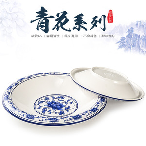 จานซุปทรงลึก ทรงกลม สีฟ้าขาว พิมพ์ลาย เมลามีน ทนทาน ใช้ในเชิงพาณิชย์ - Product Image 4