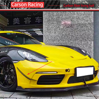 Aileron de couteau de pare-chocs avant en Fiber de carbone véritable pour Porsche 718 Cayman Boxster pièces de carrosserie en Fiber de carbone sèche