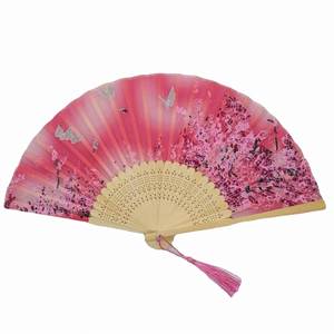Personalized Customized Bamboo <b>Frame</b> Silk Folding Fan for Promotional Gift Fan With Tassels - Product Image 2