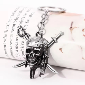 Llavero de Piratas del <span class=keywords><strong>Caribe</strong></span> con Forma de Esqueleto, Estilo Punk, Moneda Azteca Vintage, Colgante del Capitán Jack - Product Image 4